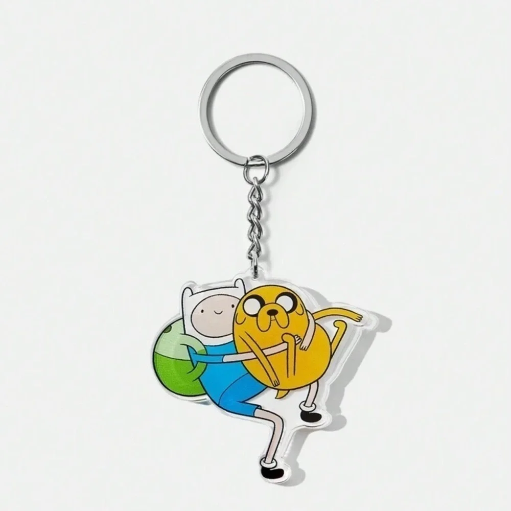 ADVENTURE TIME Cartoon Pattern Acrylic Keychain Bag Pendant NWOT